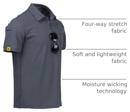 ZITY Men's Polo Shirt Short Sleeve Moisture-Wicking Golf Poly Shirt Grey 4X-Large
