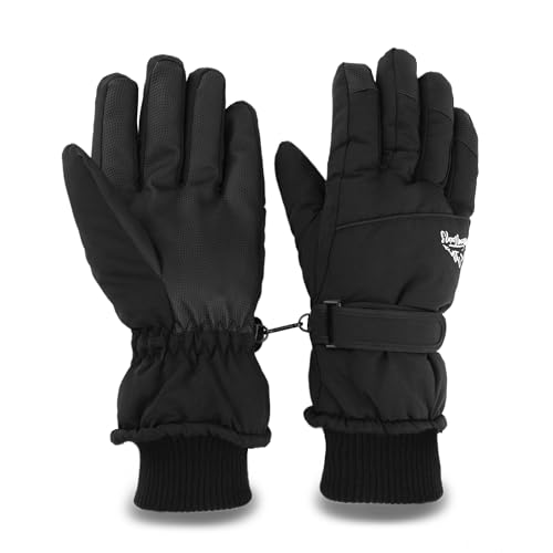 Women's Winter Ski Gloves - Waterproof Touchscreen, Black Style, Medium