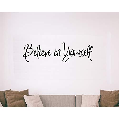 VWAQ Believe in Yourself Wall Decal - Living Room Wall Decor Motivational Stickers Inspirational Quotes Positive Affirmation Stickers Home Decor
