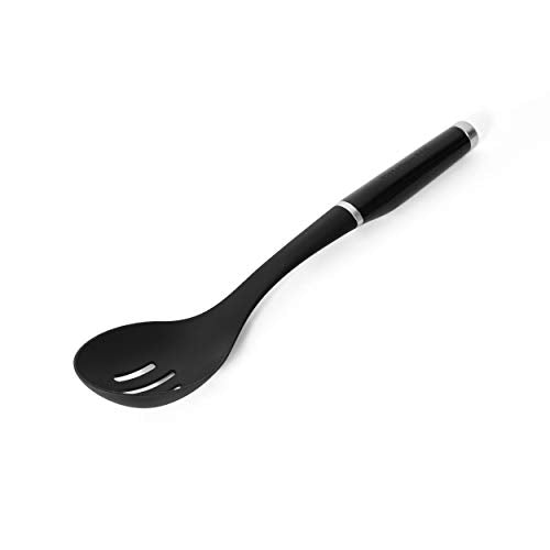 Slotted Spoon - Heat Resistant Nylon, Dishwasher Safe - One Size, Black
