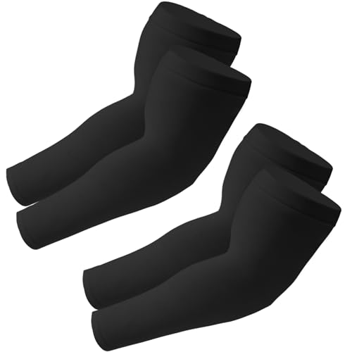 Plus Size Cooling Arm Sleeves - UV Protection 2-Pack Black