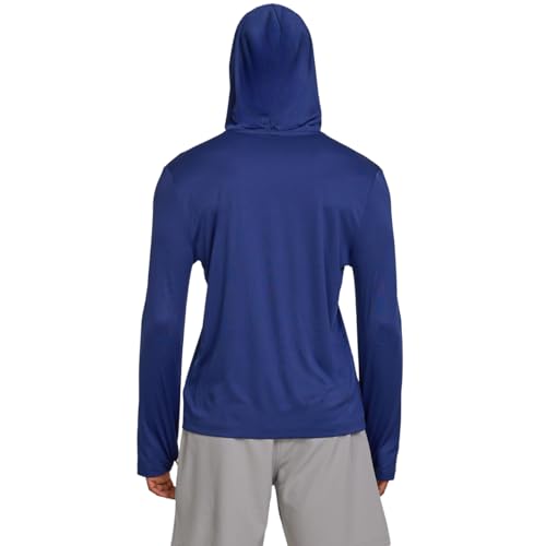 Reebok Men's Hooded Rash Guard Long Sleeve Sun Hoodie Fishing Shirt - Medieval Blue, Large