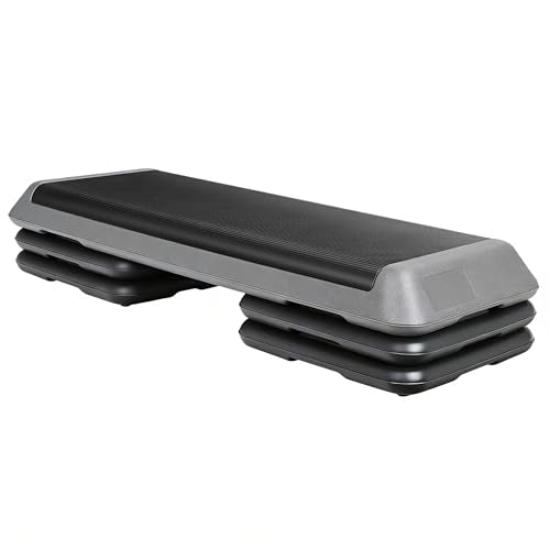 Adjustable Aerobic Step Platform - 43" Fitness Stepper - Grey