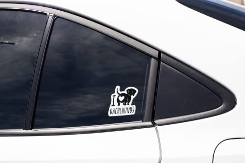 2 Pack Dachshund Vinyl Decal Stickers - I Love My Wiener Dog - Car & Laptop Decor