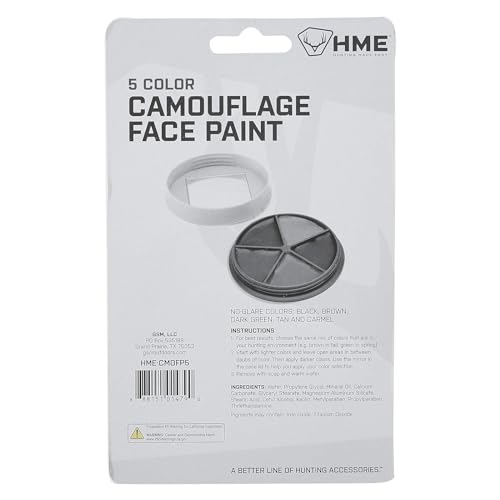 Camo Face Paint Kit with Mirror - Long-Lasting Concealment Makeup - 5 Colors