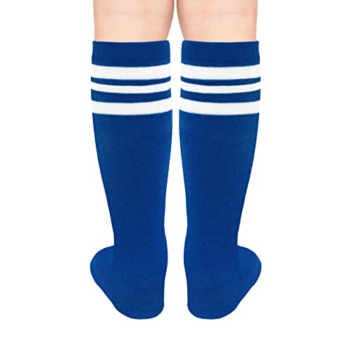 Toddler Soccer Socks for Kids - Blue/White, 3-6 Years