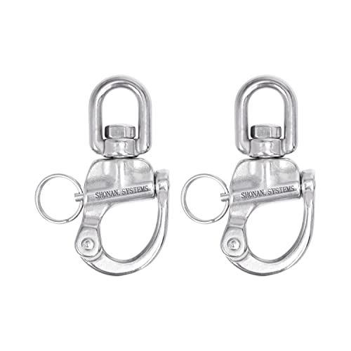 Stainless Steel Swivel Eye Snap Shackles - 2.75 Inch, 2 Pack