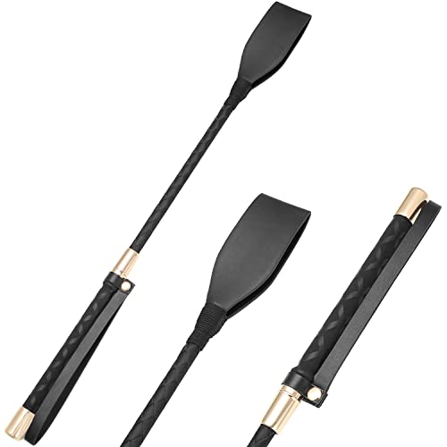 18 Inch Leather Riding Crop - Lightweight Black Whip, Style A
