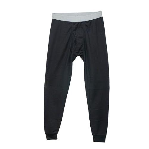 Place & Street X-Large Black Thermal Underwear Pants for Men – Cotton Blend Base Layer