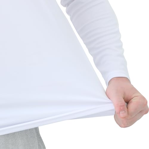 Men's UPF 50+ Long Sleeve Rash Guard Shirt - White, X-Large
