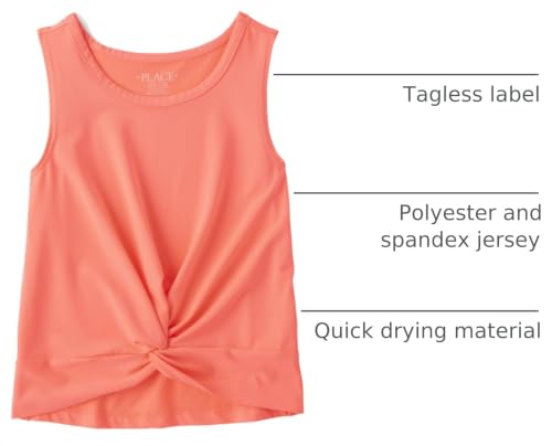 Children's Place Girls' Active Twist Front Tank Top - Small Coral Rocket
