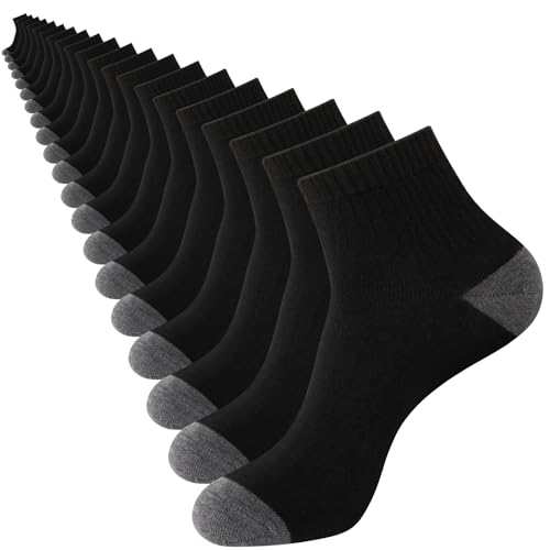 EverKnits Black Ankle Socks 8-12 / 20 Pairs Invisible Casual Socks for Men