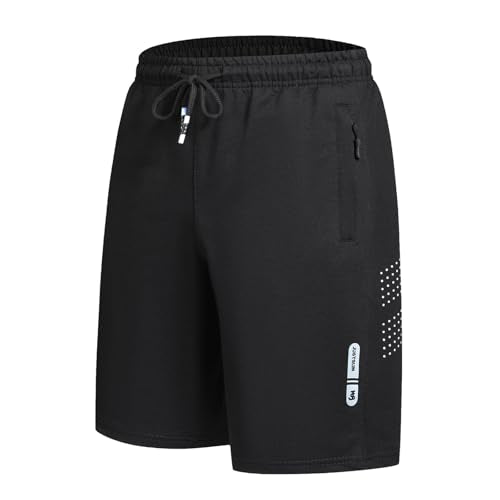 FizzPop Men's Black X-Large Casual Athletic Gym Shorts with Zipper Pockets