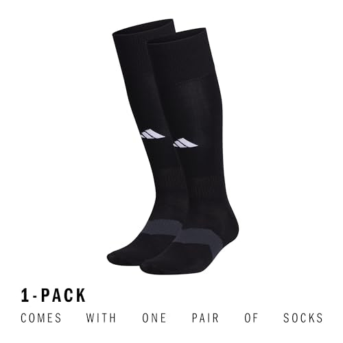 Over-the-Calf Soccer Socks - Cushioned, Moisture-Wicking, Medium - Black/Night Grey/White