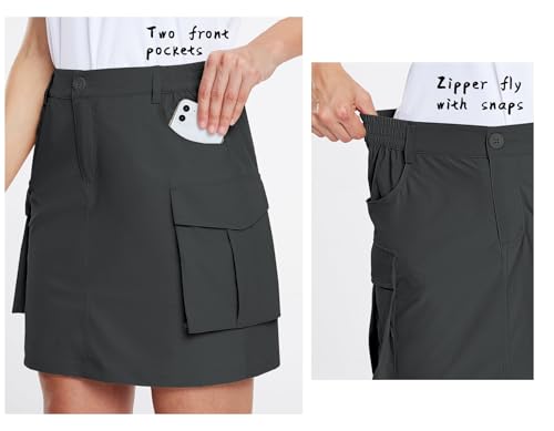 Women's Cargo Skorts - Quick Dry Golf & Hiking Skirt with Pockets
