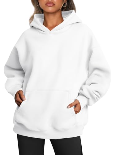 Trendy Queen Womens Hoodies Oversized Sweatshirt – White, Medium
