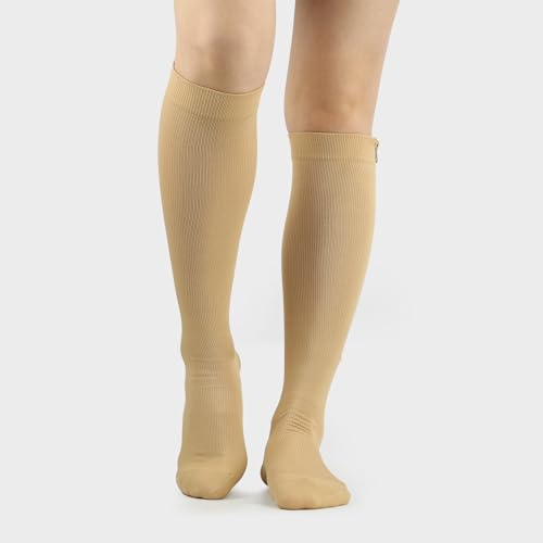 Zipper Compression Socks - 15-20mmHg Knee-High for Varicose Recovery - L Color