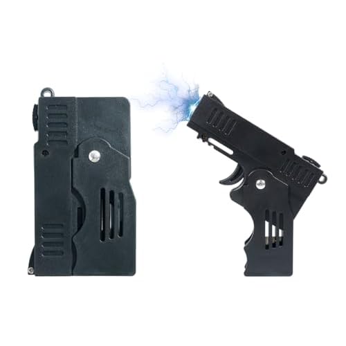 Collapsible Stun Gun for Self-Defense with LED Flashlight Safety Switch Rechargeable, Personal Emergency Protective Devices for Men and Women