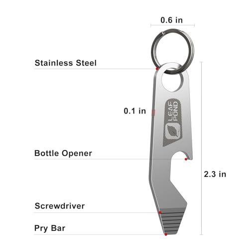 Leaf Pond 3-Pack Stainless Steel Bottle Opener Keychains with Pry Bar & Can Opener