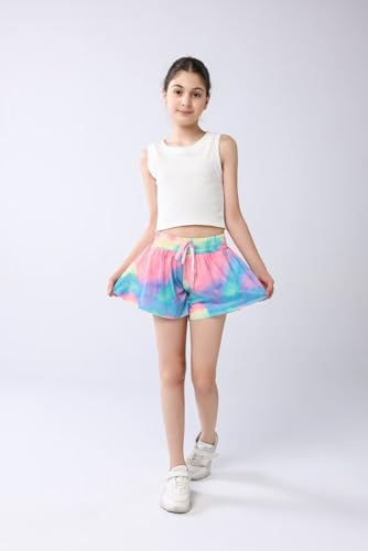Girls Flowy Shorts with Spandex Liner - 2-in-1 Teen Athletic Shorts with Pockets for Sports & Running