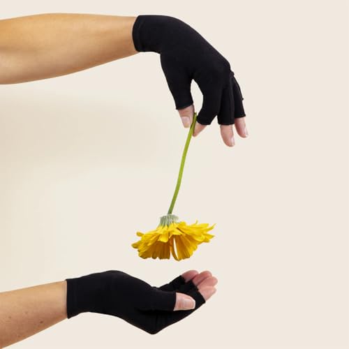 Arthritis Compression Gloves for Pain Relief - Fingerless Black - Medium