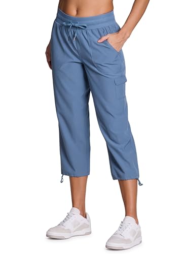 RBX Active Women's Cargo Capri Pants with Pockets - Small Moonlight Blue