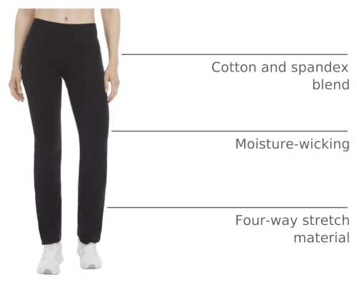 Women's Cotton Stretch Yoga Pants with Pockets - Energy Zone XL Deep Black
