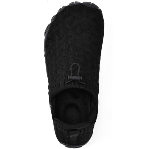 WateLves Water Shoes for Women Men Wide Toe Quick-Dry Anti-Slip Beach & Pool Shoes, Black, 8 Women / 7 Men