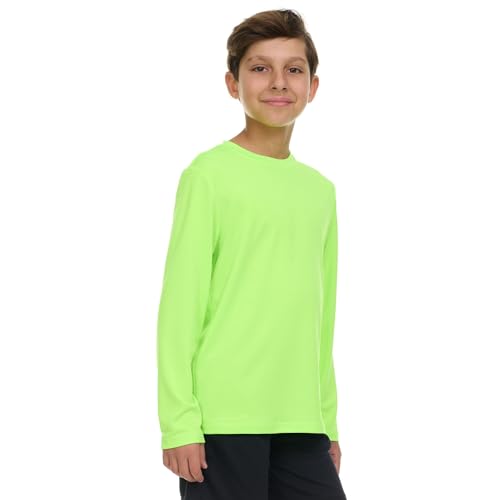 Boys Long Sleeve Rash Guard - Neon Lime, UPF 50+ Sun Protection