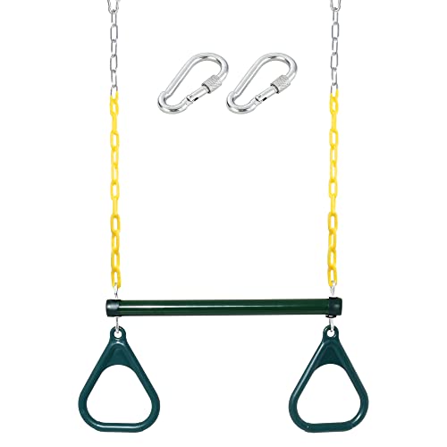 Trapeze Swing Bar with Rings & Heavy Duty Chains - Green