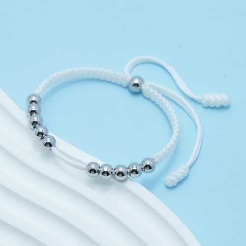 Golf Score Counter Bracelet - 10 Beads, Resizable, White