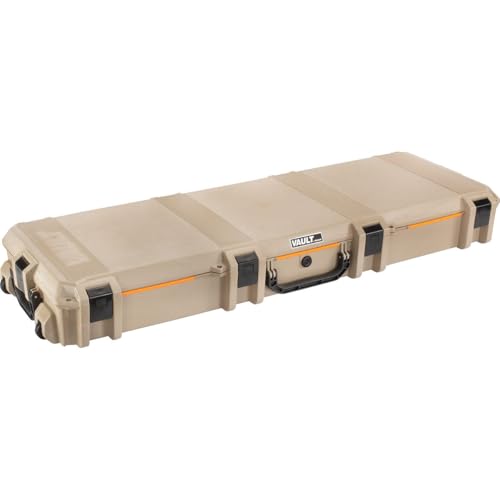 Pelican V800 Vault Double Wheeled Scoped Rifle Case - Tan with 10 Splatter Targets