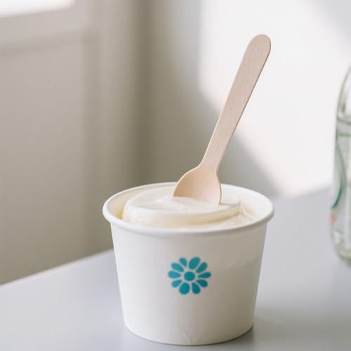 100 Pack Disposable Wooden Spoons - 6.3 Inch Eco-Friendly Cutlery