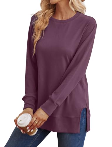 Saloogoe Women's Fall Purple Sweatshirt XL | Long Sleeve Casual Top