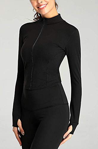 Lightweight Full Zip Running Track Jacket - Medium Black