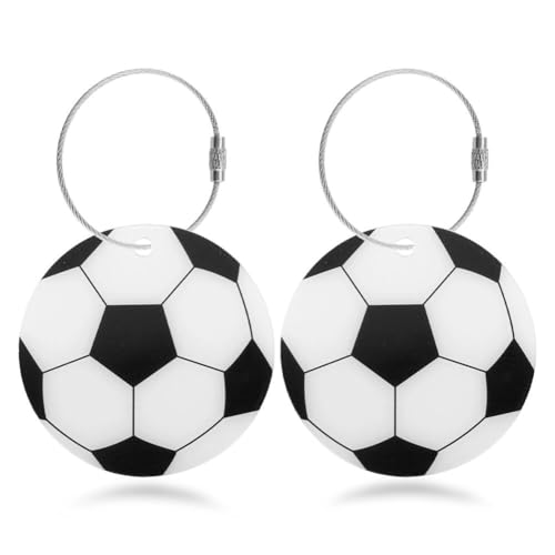 Soccer Luggage Tags - 2Pcs Acrylic Name Labels with Metal Ring