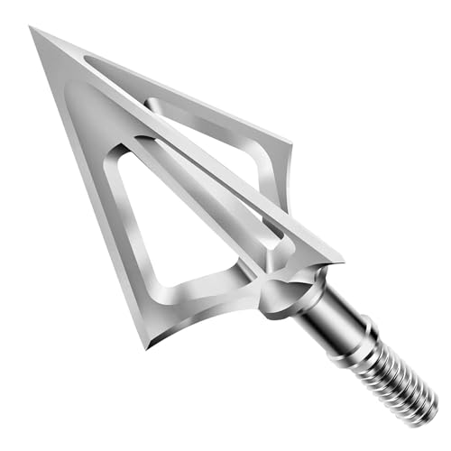 100 Grain Fixed Blade Broadhead Arrow Tips - 6 Pack Stainless Steel