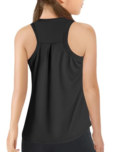 Kids Athletic Tank Top - Sleeveless Shirt for Girls, 11-12 Years - Black