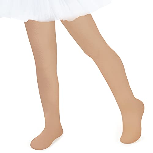 Ultra-Soft Toddler Tights - Girls Ballet Stockings - Nude, 3-6 Years