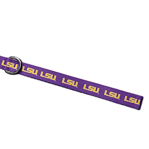 LSU Tigers Adjustable Dog Collar and 6 Ft Leash Set
