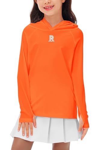 Kids Quick-Dry Sun Protection Rash Guard Hoodie - Orange 9-10 Years