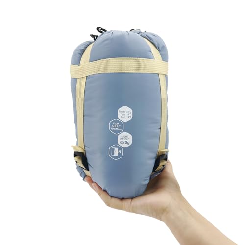 NewDoar Ultralight Sleeping Bag for Warm Weather - Blue, Medium Fit (5'7" & Under), 50-70°F