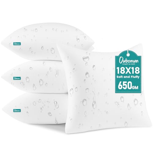 Oubonun 18x18 Waterproof Outdoor Throw Pillow Inserts Set of 4