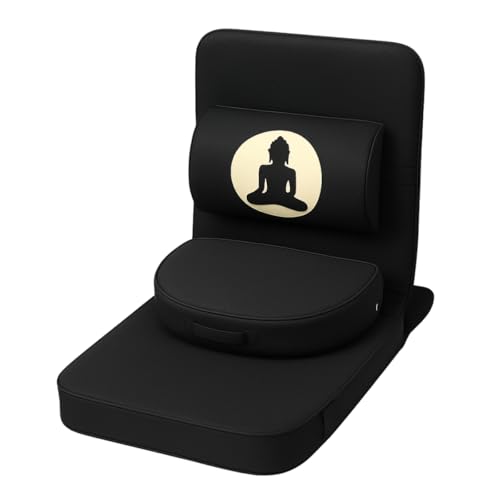 4-in-1 Folding Buddha Chair - Ergonomic Yoga Seat with Zafu & Carry Case - Black