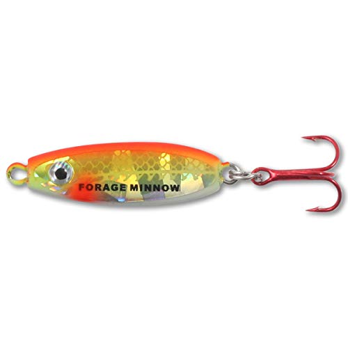 Forage Minnow Ice Fishing Jigging Spoon - 1/4 OZ Super Glow Chub