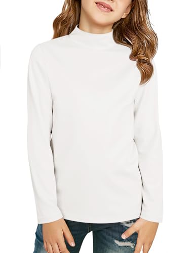 Girls Long Sleeve Mock Neck Active Layer Top - 5-6 Years White
