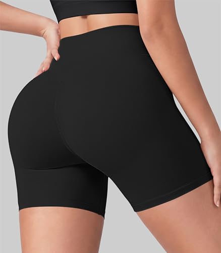 Sunzel Women's High Waist Biker Shorts with Tummy Control 6-Inch Inseam Black Medium
