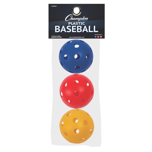 9-Inch Hollow Plastic Practice Baseballs - Lightweight Durable Set of 3