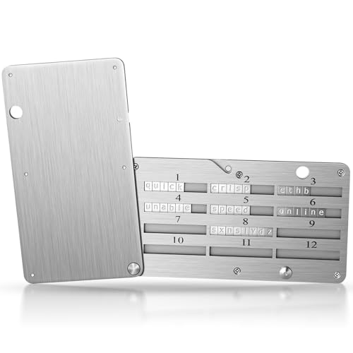 Metal Seed Phrase Plate for Crypto Recovery - 24-Word Capacity, Fire & Waterproof