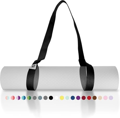 Adjustable Yoga Mat Strap Carrier - Extra Thick Cotton Blend - Just Black, 64 IN